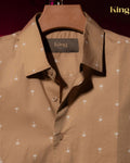 Brown Textured Palm Tree Full Sleeve Shirt