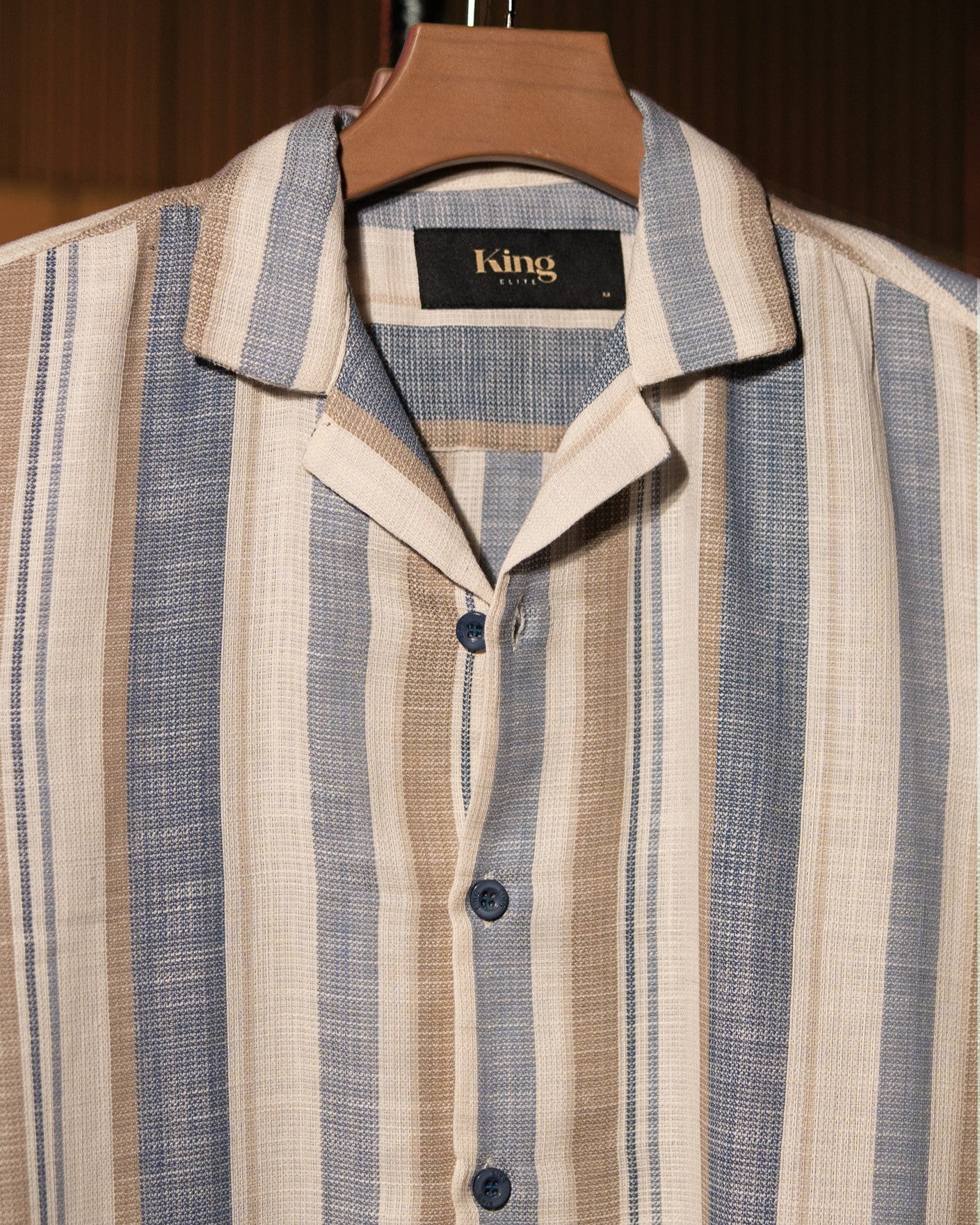 White Blue Stripe Half Sleeve Cuban Shirt