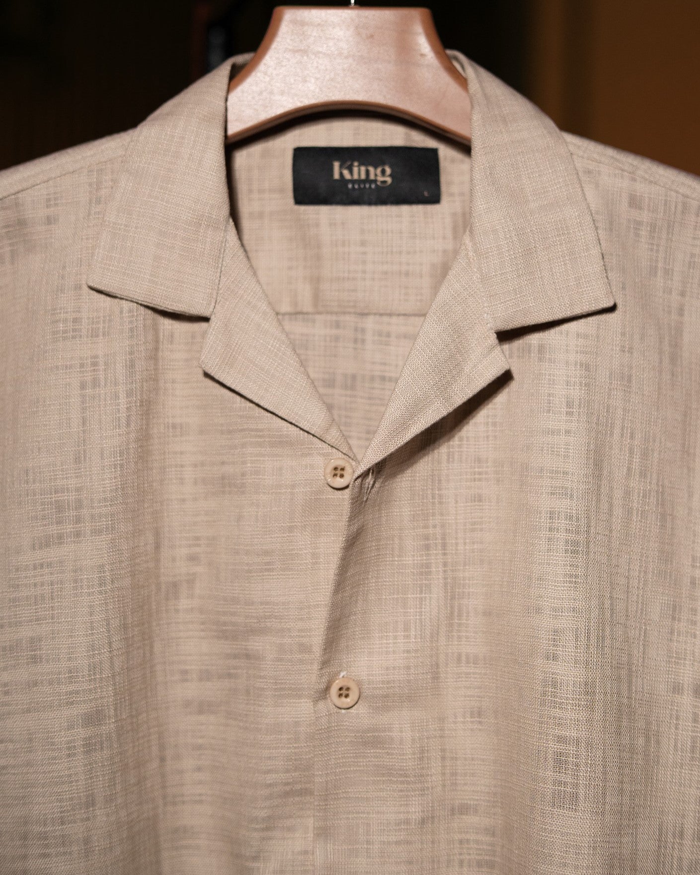 Cream Beige Half Sleeve Cuban Shirt