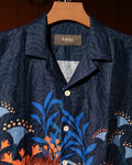Printed Deep Navy Half Sleeve Cuban Shirt