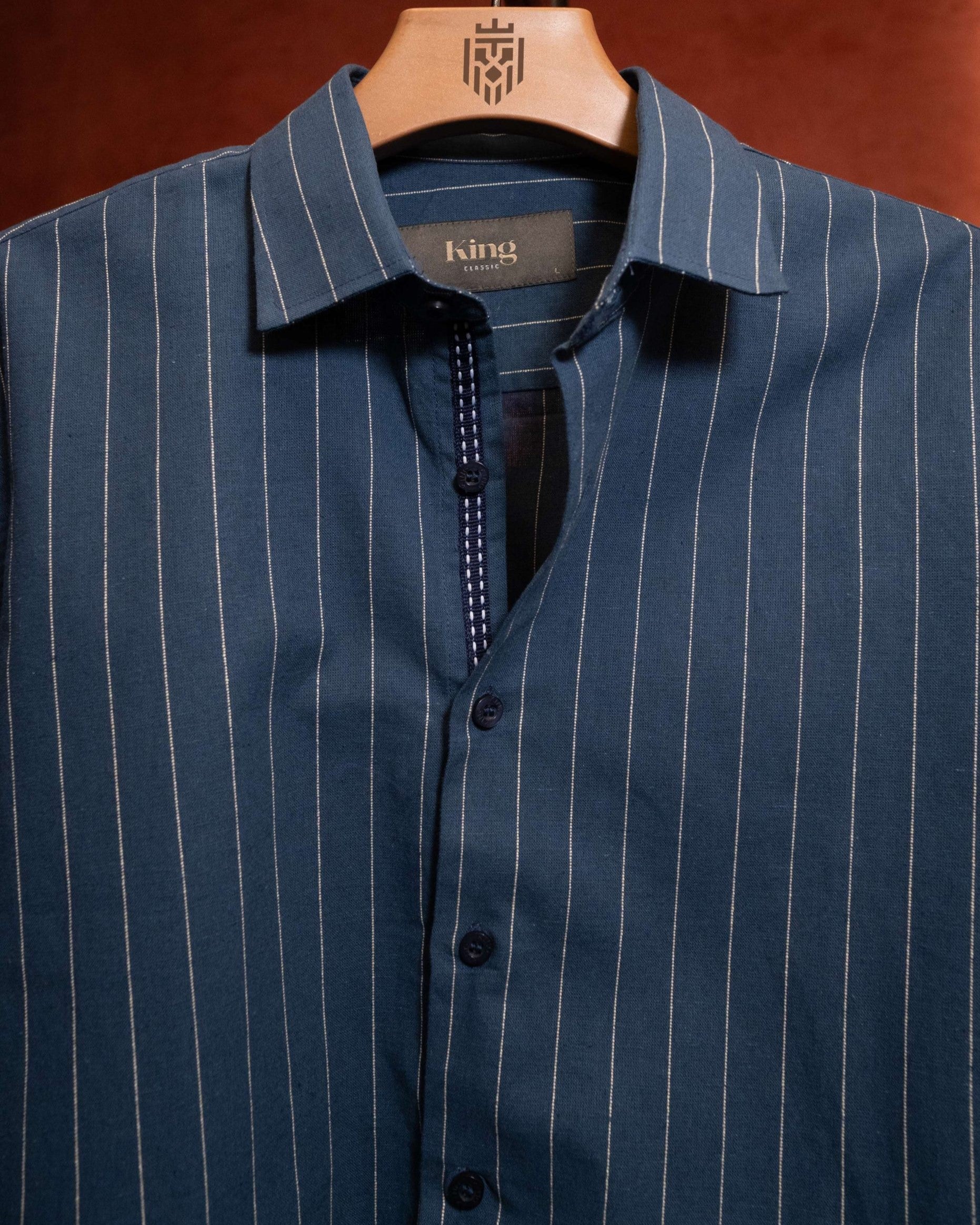 Navy Striped Full Sleeve Shirt