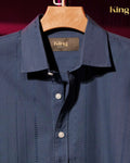 Midnight Blue Textured Full Sleeve Shirt