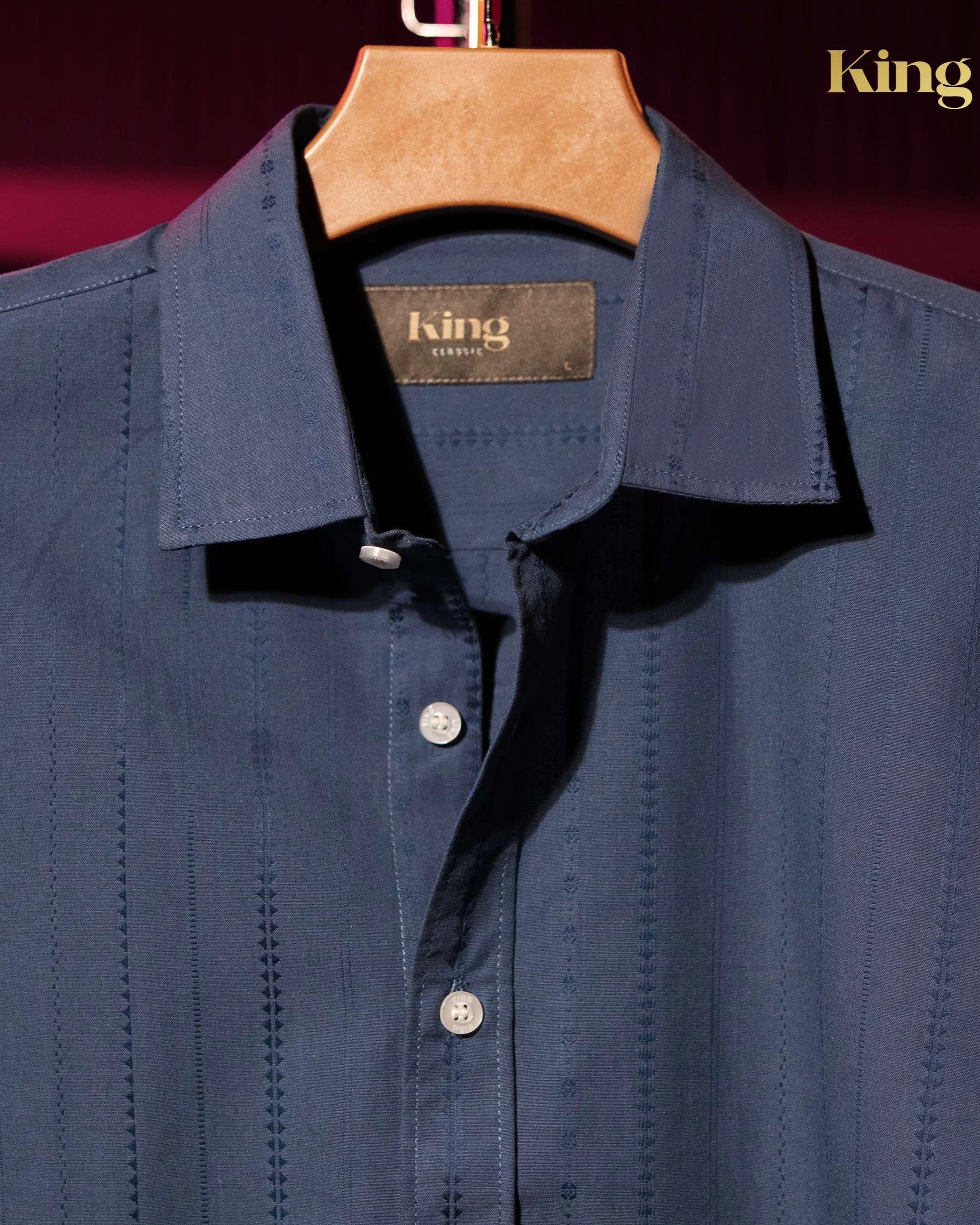 Midnight Blue Textured Full Sleeve Shirt