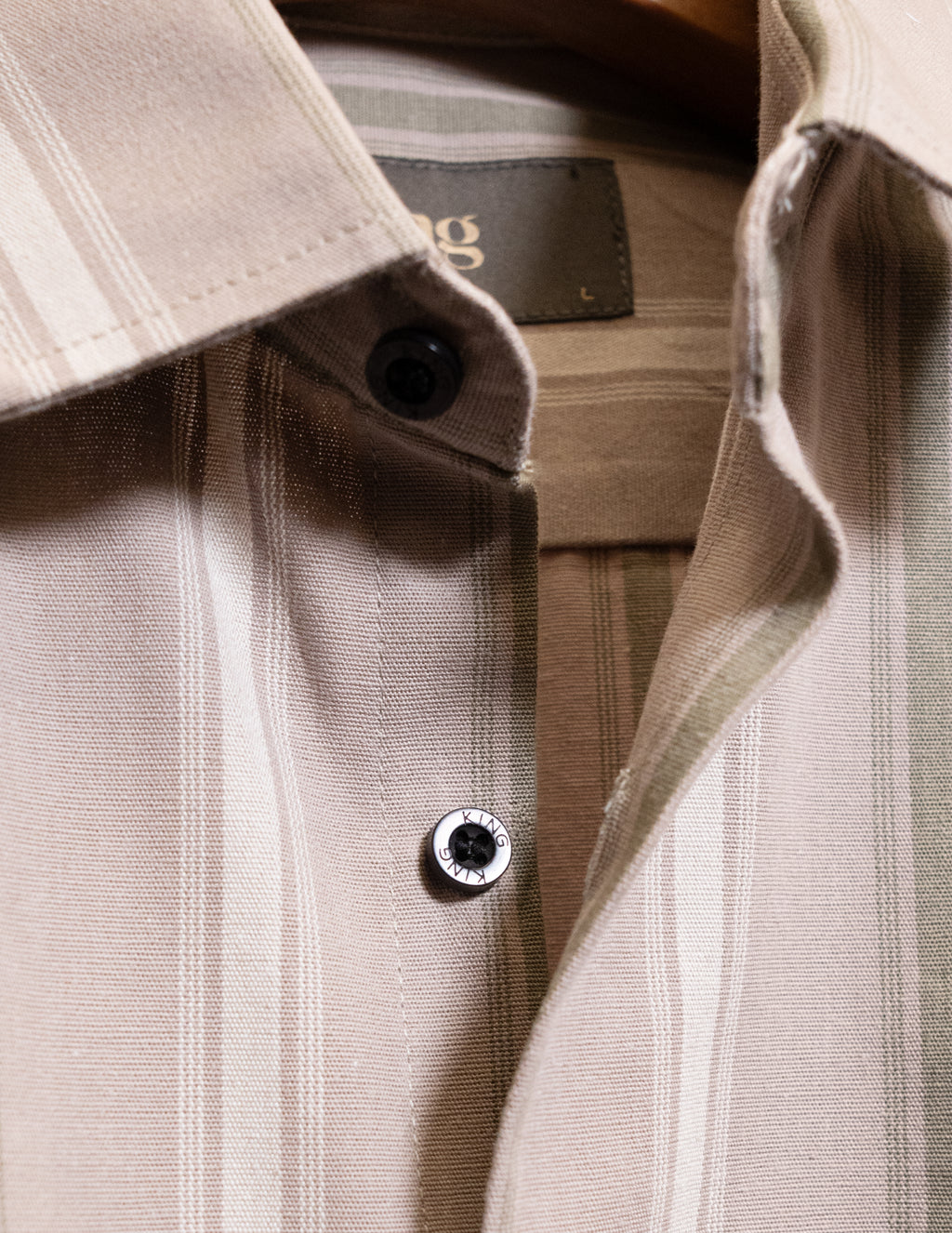 Beige Vertical Lines Full Sleeve Shirt