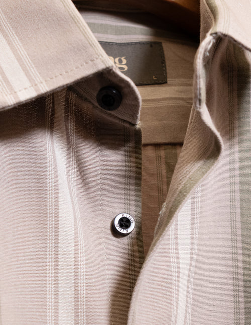 Beige Vertical Lines Full Sleeve Shirt