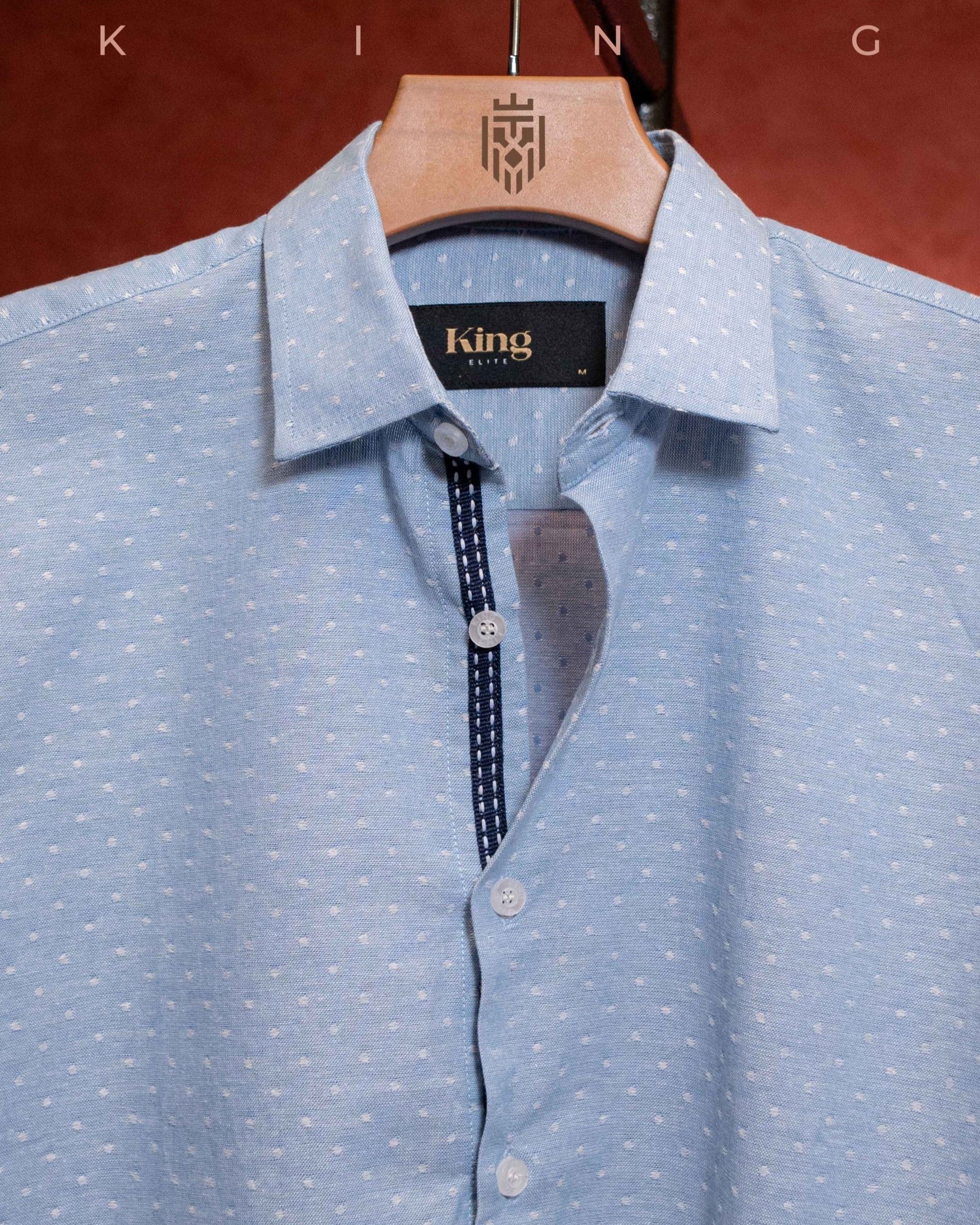 Sky Blue Dot Full Sleeve Shirt