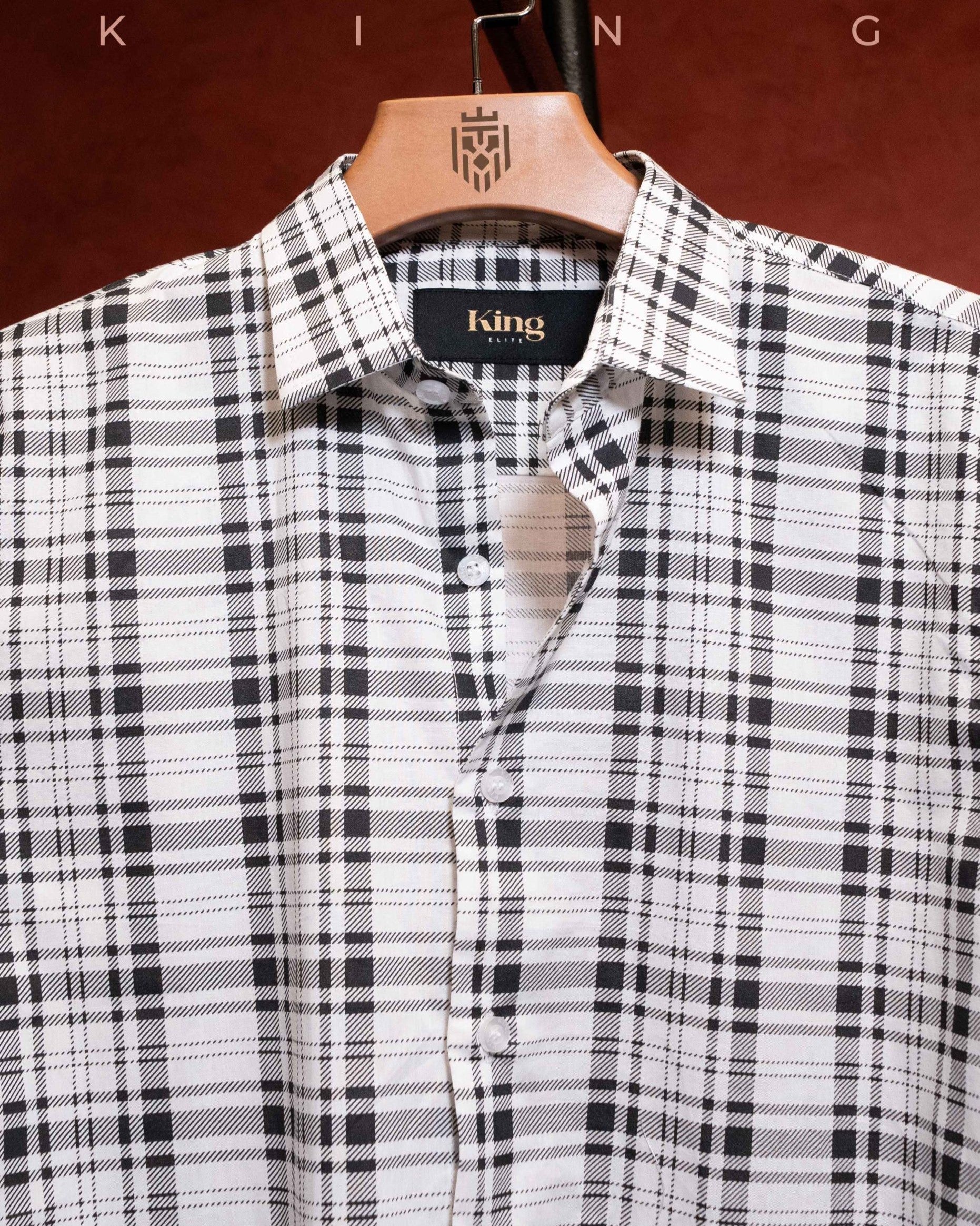 White Black Multi Check Full Sleeve Shirt