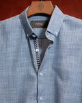 Washed Blue Textured Full Sleeve Shirt