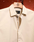 Cream Straight Line Full Sleeve Shirt