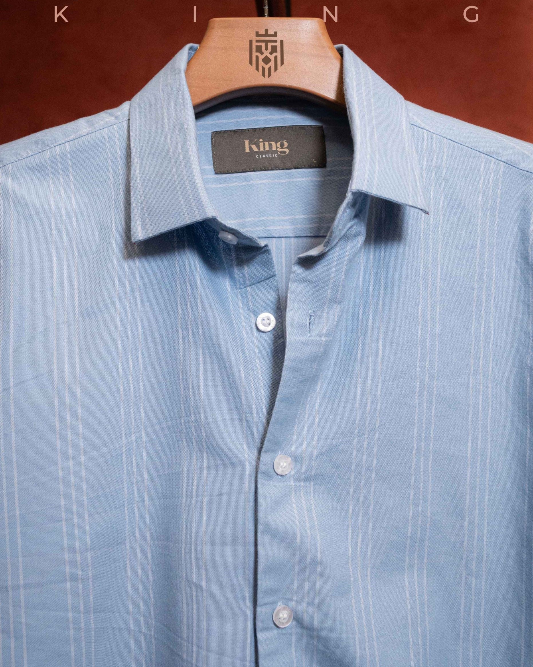 Sky Blue Minimal Stripe Full Sleeve Shirt