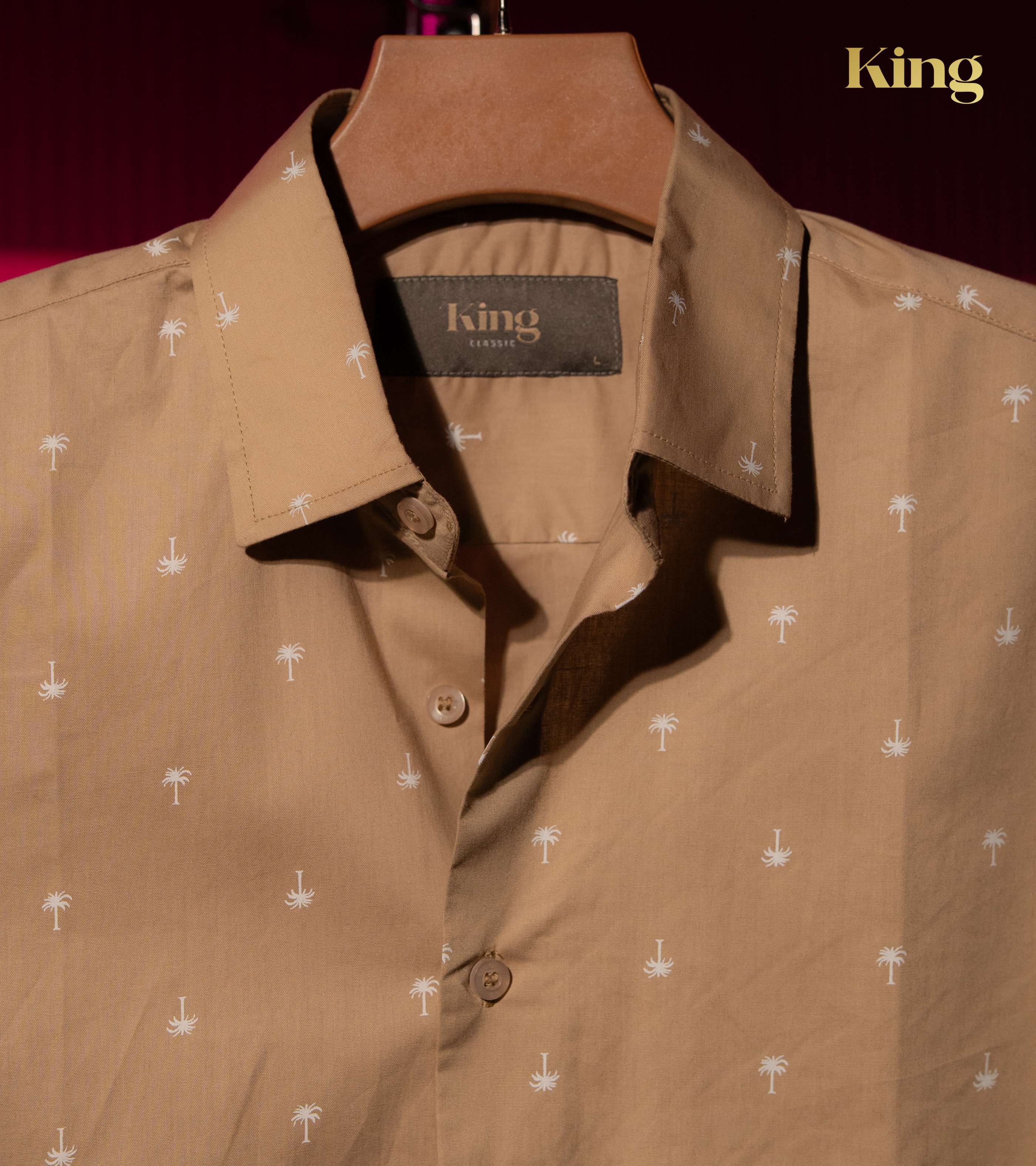 Brown Textured Palm Tree Full Sleeve Shirt